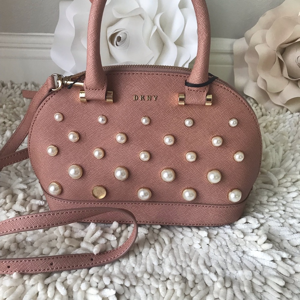 DKNY Round Pearl Small Satchel Rosewhite